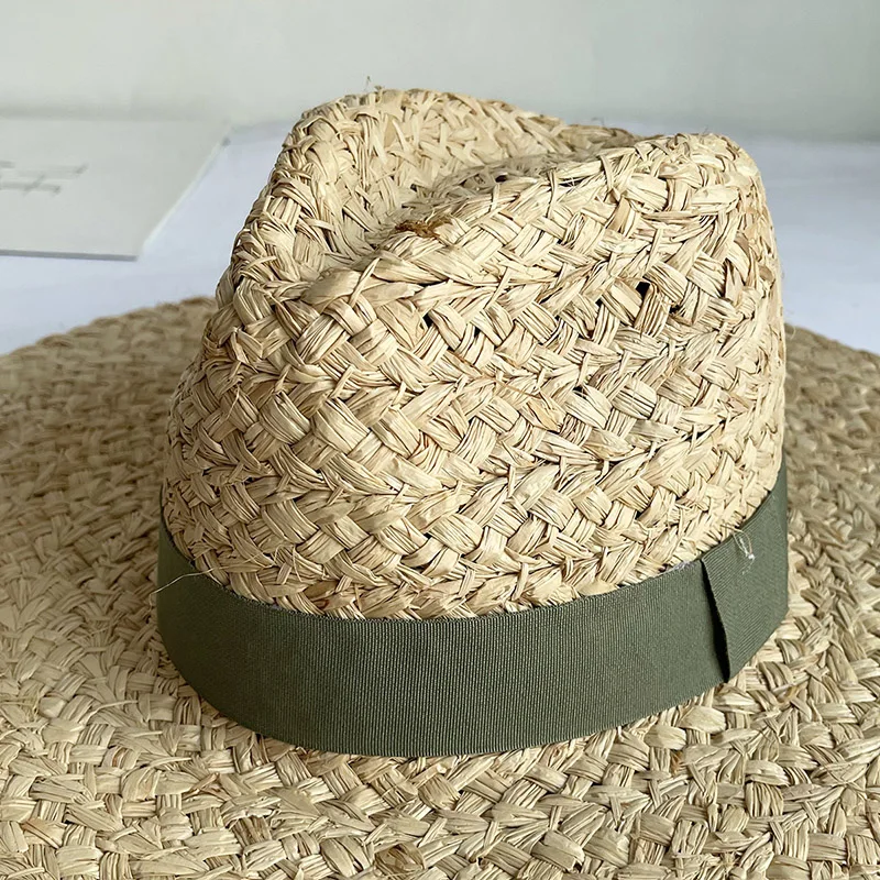 Fashion Handmade Women Summer Hat Wide Brim Raffia Hat Sun Protection Floppy Straw Hat Foldable Beach Hats Kentucky Derby Hat