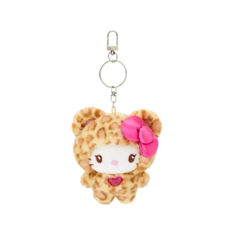 Hello Kitty peluche porte-clés mignon imprimé léopard chat Kitty en peluche bricolage sac à dos dessin animé peluches pendentif jouets pour filles cadeaux