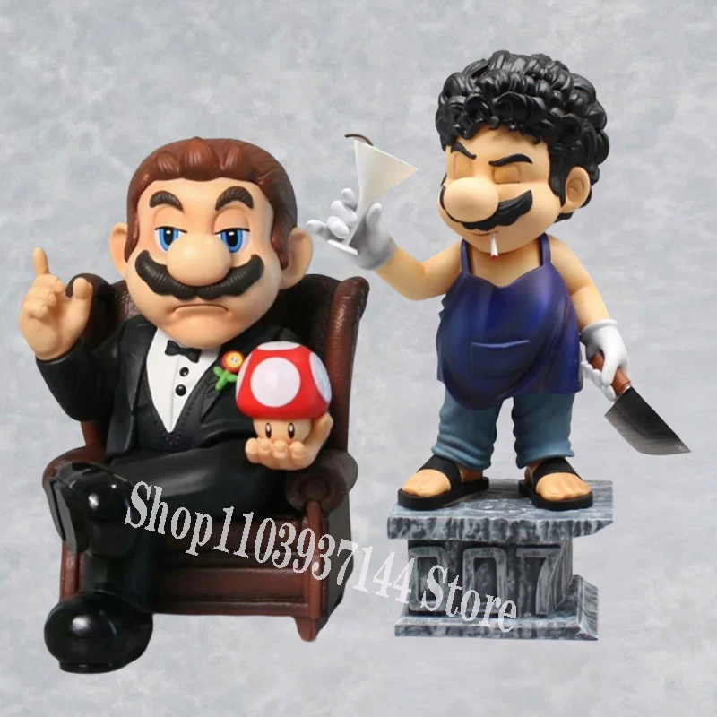 

Anime Plumbers Figurine Model Dolls Godfather Mario Action Figures Mushroom Figurine Sitting Toys PVC Collection Decoration Gift