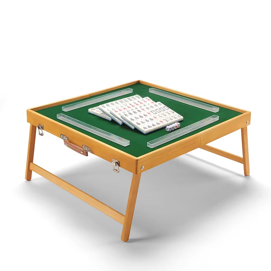 Portable Outdoor Camping  Mahjong Table Solid Wood Hand Rub Small Folding Mahjong Table Travel-Friendly