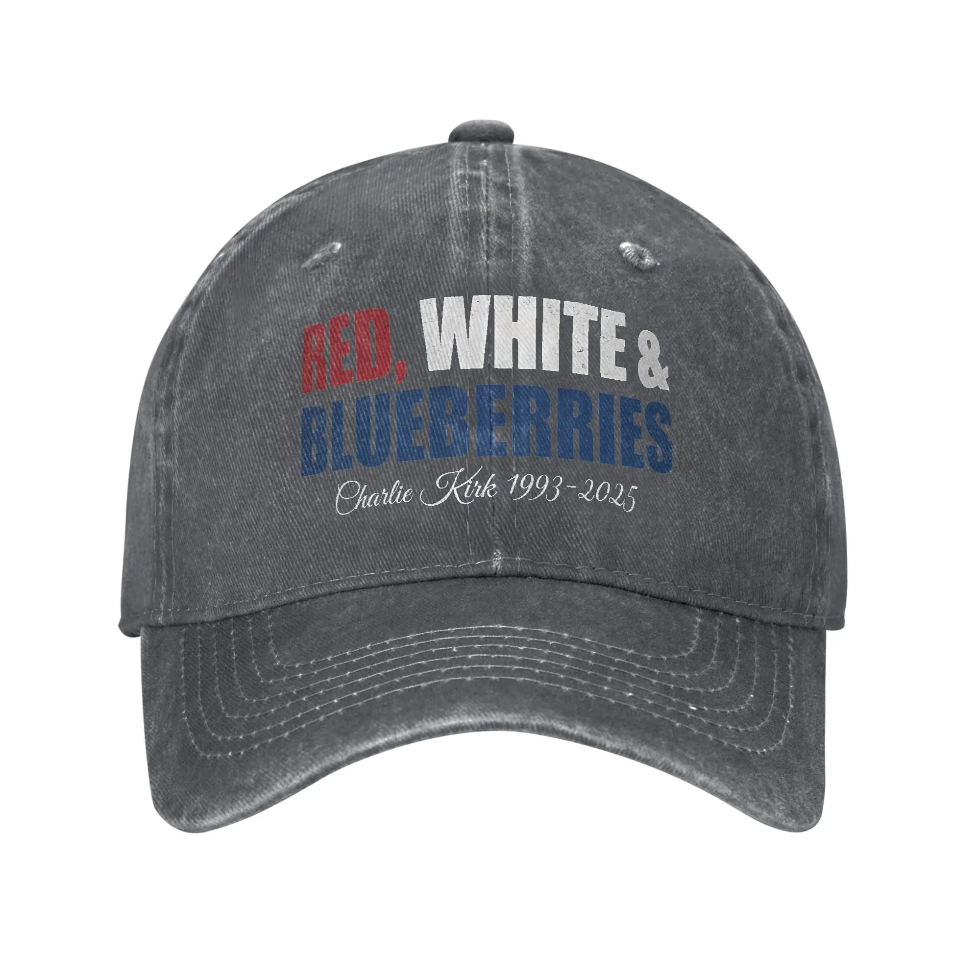 Red White & Blueberries Charlie Kirk Baseball Cap 2025 Memorial Freedom Distressed Cotton Caps Hat Casual Adjustable Fit Sun Cap