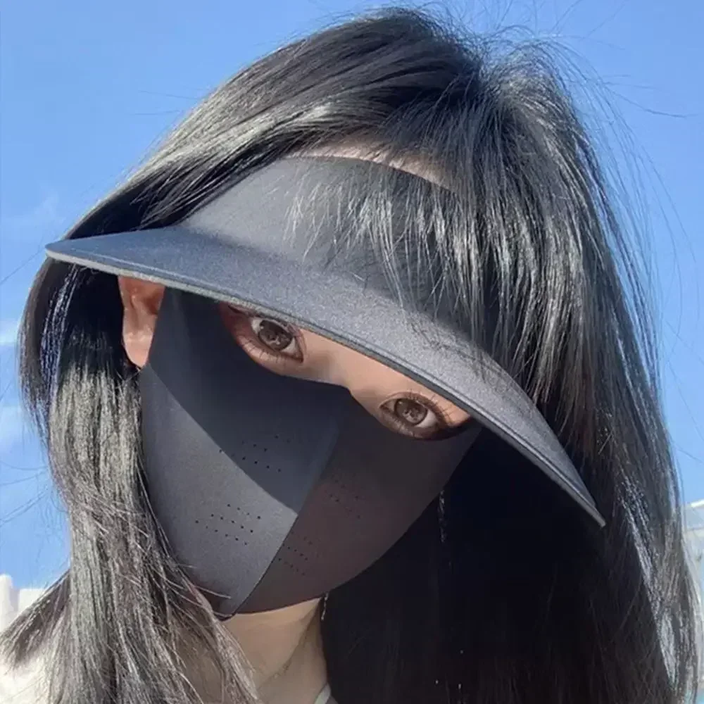 

Съемная солнцезащитная маска из ледяного шелка 3D унисекс 3 в 1, бесшовная полая шляпа, анти-УФ-маска для лица, солнцезащитные маски из ледяного шелка