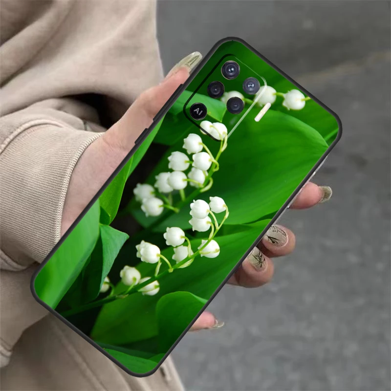 Lily of the Valley Flower For OPPO A17 A16 A15 A54 A74 A94 A58 A78 A98 A76 A96 A5 A9 A52 A72 A77 A79 A53S A57S Case