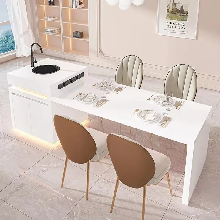 Dining table integrated retractable light luxury modern multi-function