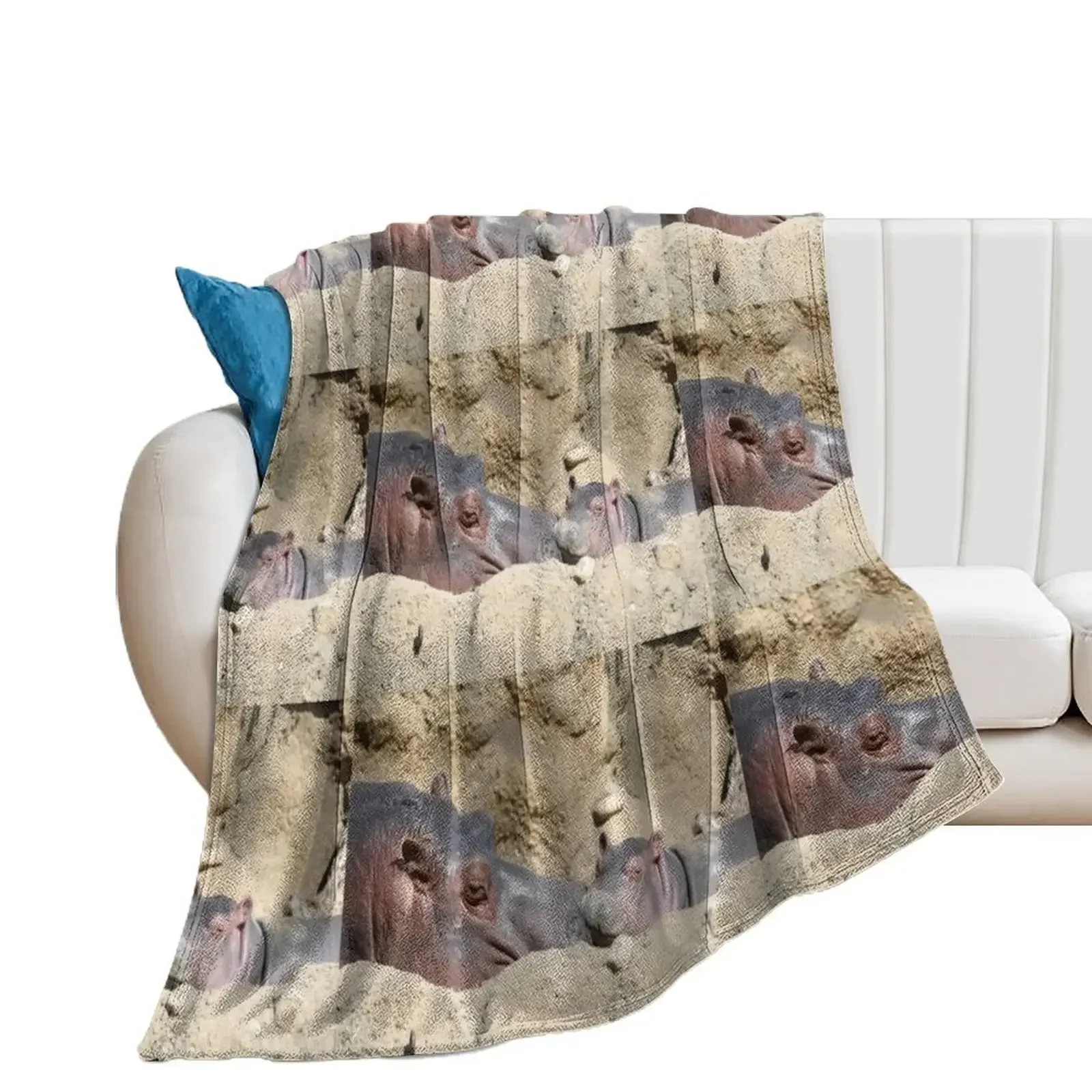 Hippos Bibi and Baby Fritz at the Cincinnati Zoo Throw Blanket for babies Cute Plaid Blankets