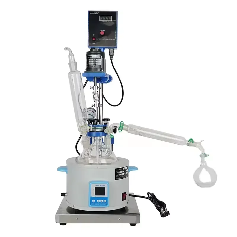 Chemistry Laboratory Equipment 5L Single Layer Glass Reactor with Heating Mantle