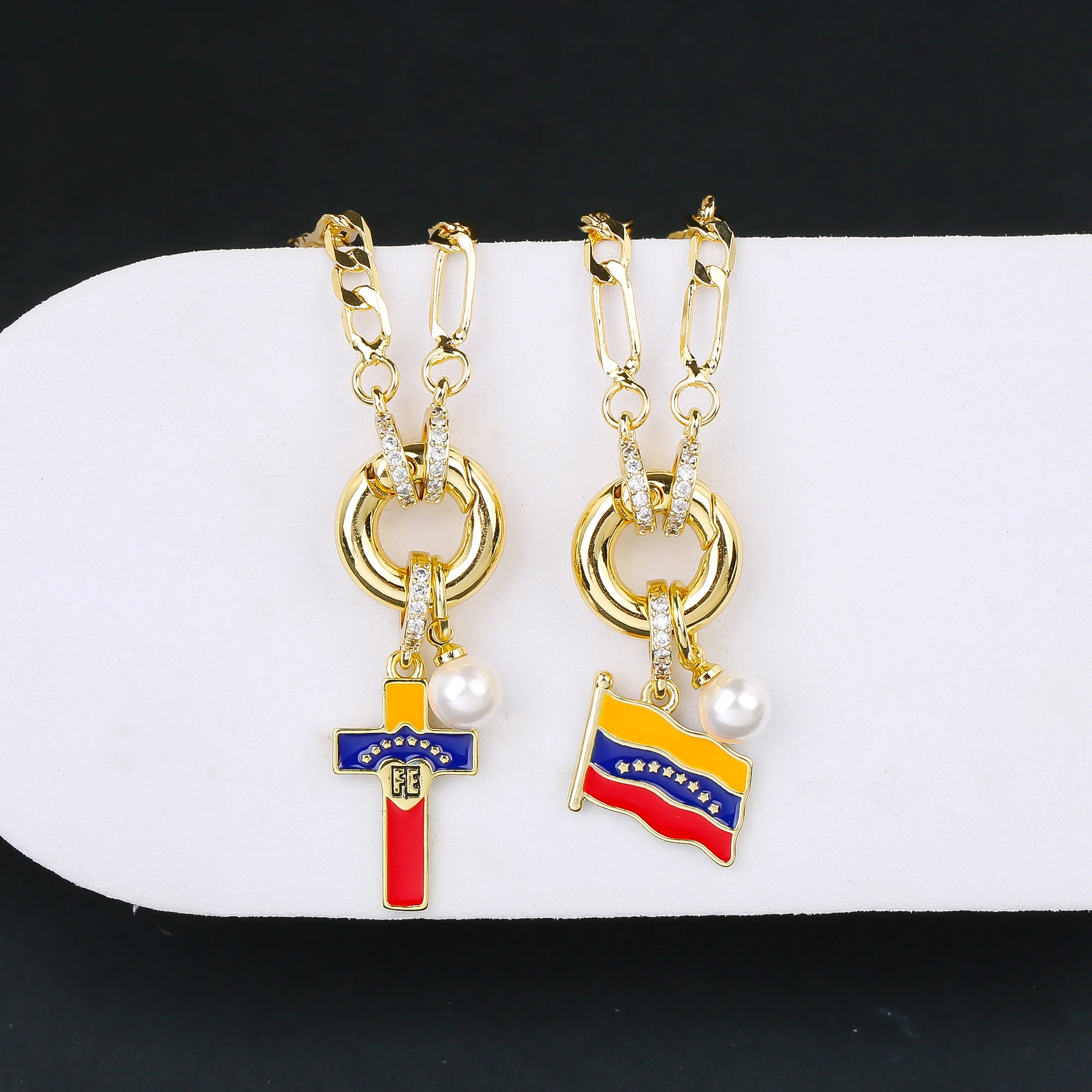 Venda quente bandeira venezuela cruz pingente colar simples para homem mulher festa de aniversário jóias presente do dia nacional gargantilha