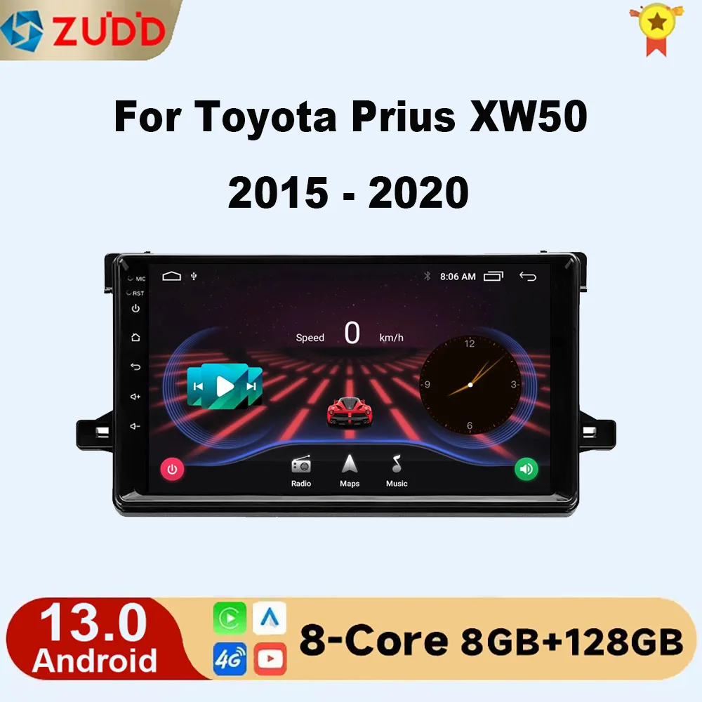 

8G 128G Carplay GPS RDS Car Radio For Toyota Prius XW50 2015 - 2020 Video Player Android 13 DSP 2 din 4G WIFI Undefined Theme