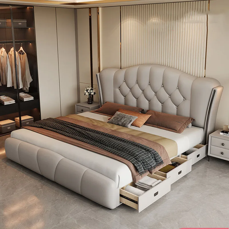 Luxury Princess Bed Modern Space Saving Queen Double Design Wooden Beauty Bed Full Girls Letto Matrimoniale Trendy Furniture