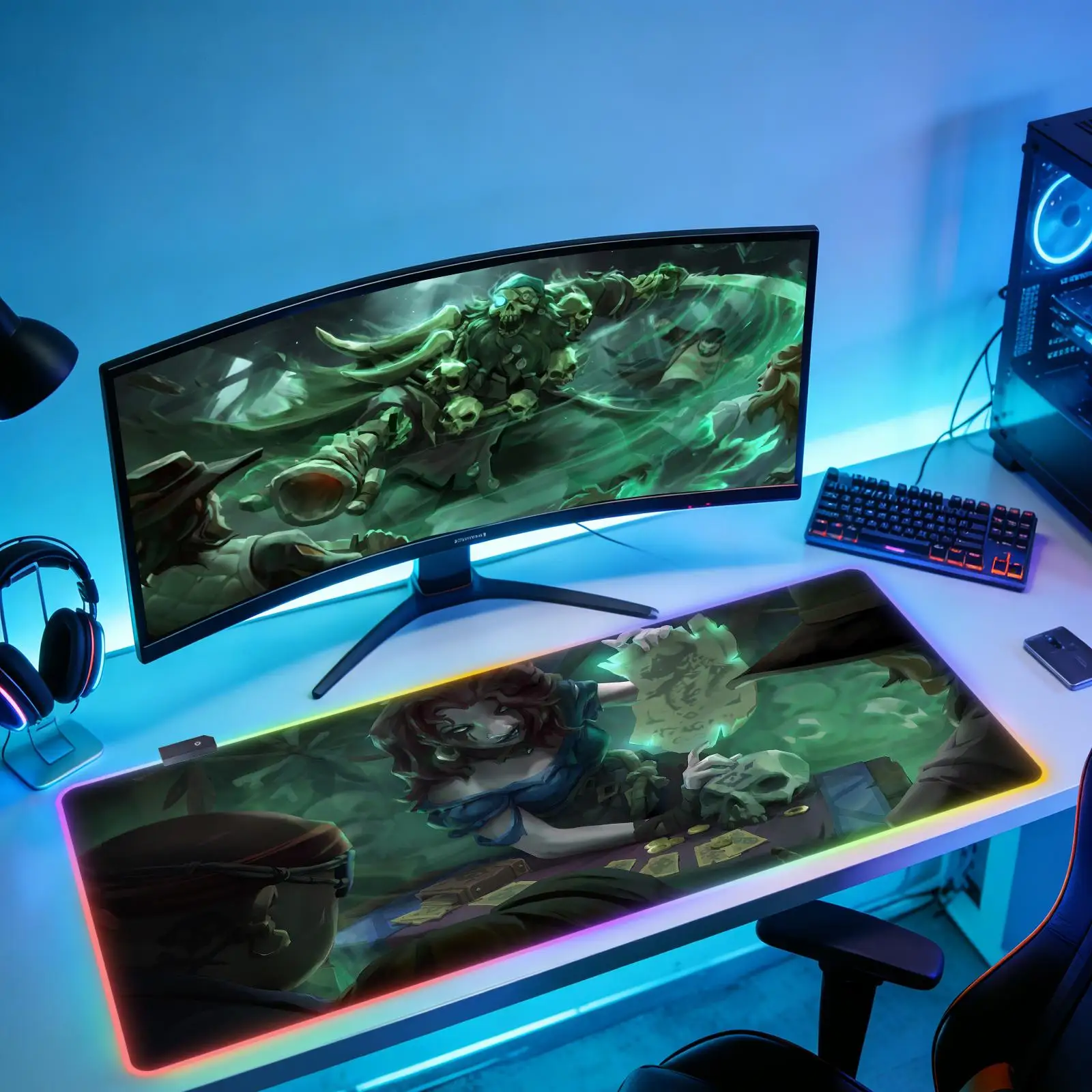 

Коврик для мыши Sea Of Thieves, коврик для мыши с HD-печатью, для компьютерных геймеров, с фиксирующим краем, нескользящий, XXL 90x40 см, RGB, для клавиатуры и стола