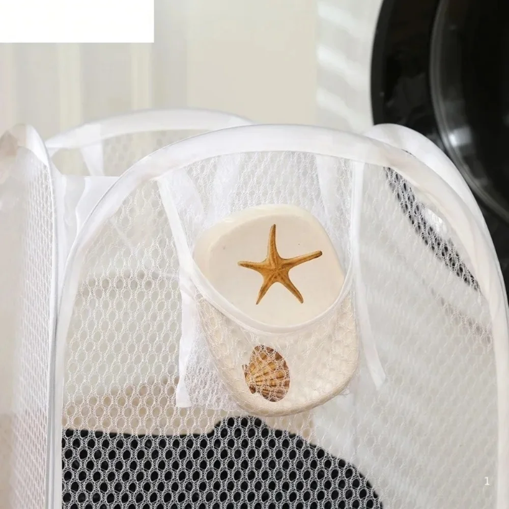 Household Laundry Basket Large Capacity Dirty Clothes Basket Foldable Mesh Dirty Laundry Storage Bathroom Storage Accessories view 2