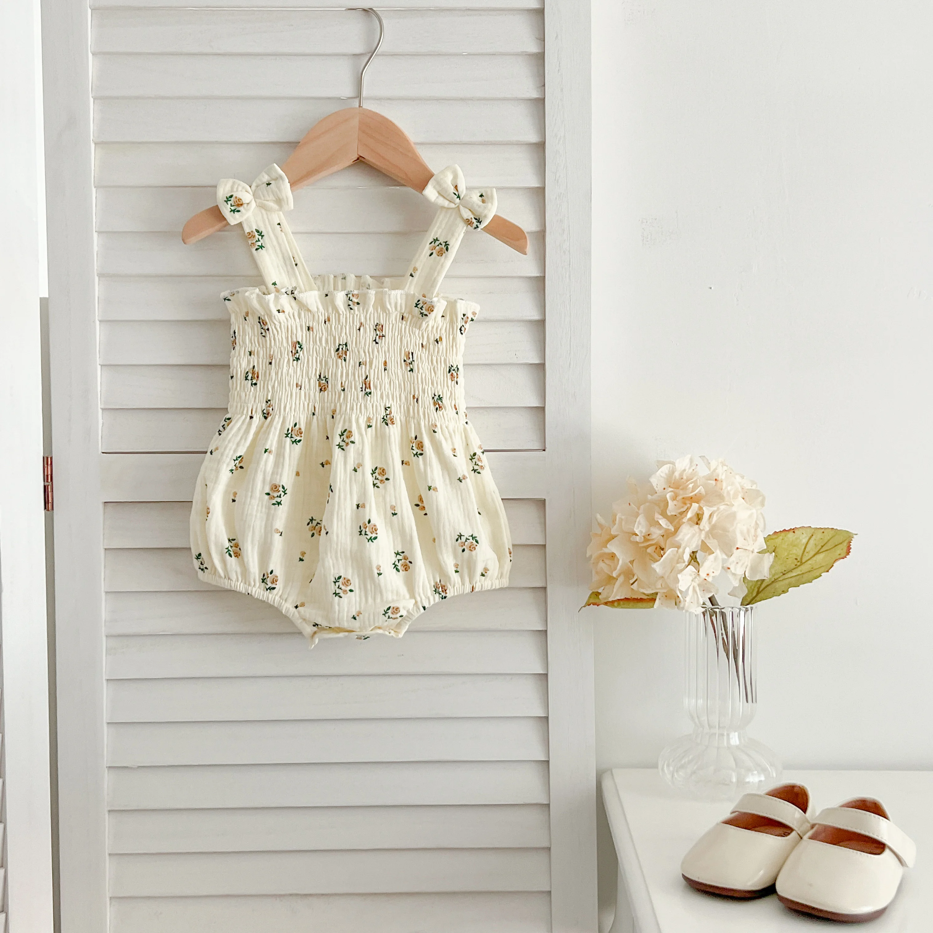 Sommer Outfit Kinder Baby Kleidung Baumwolle Ärmellose Strampler Neugeborene Mädchen Kleidung Kleinkinder Blume Bogen Kinder einteiliges Bodys – Detail 7