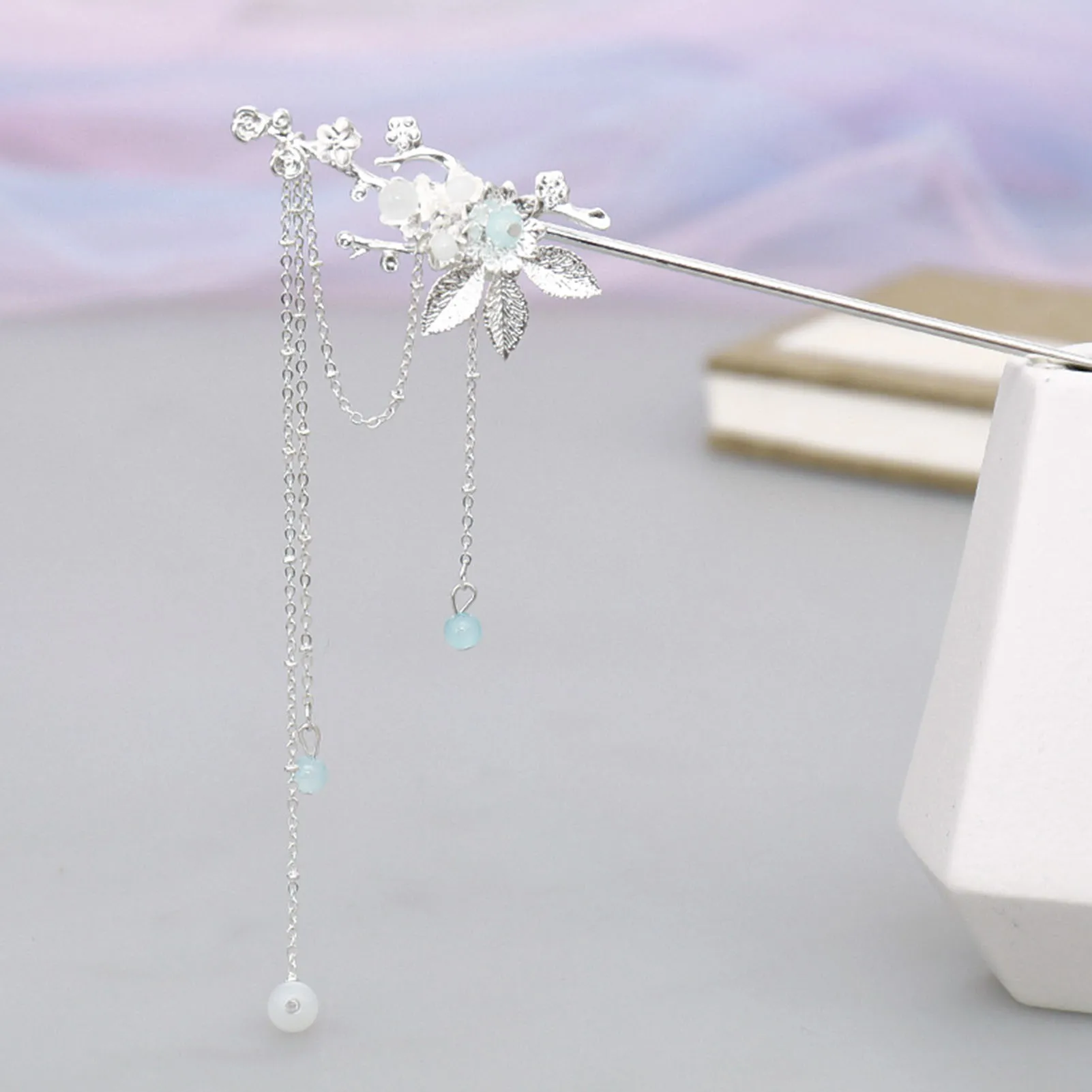 Chinese Style Alloy Hair Stick Chopsticks With Fringed Silver Flower Tassels Hairpins Retro Cheongsam Hanfu Decor Hair Clasp view 4