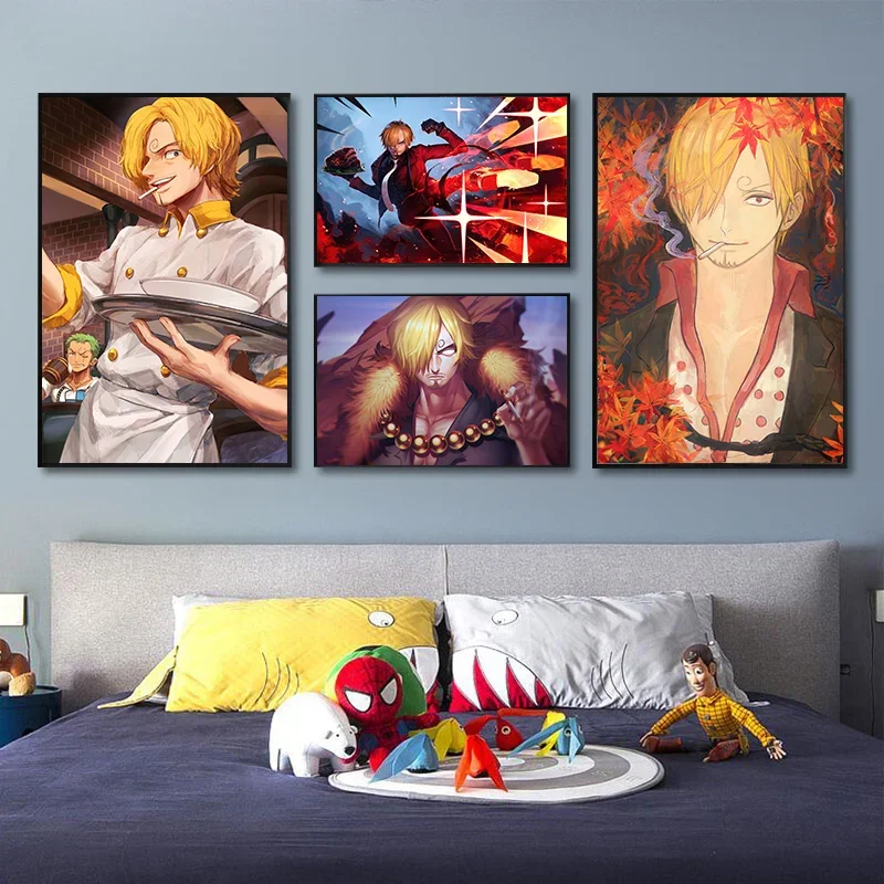 Nowa japońska animacja Bandai jednoczęściowy Vinsmoke Sanji plakat wiszący obraz Mural pokój do gier dekoracja salonu malarstwo