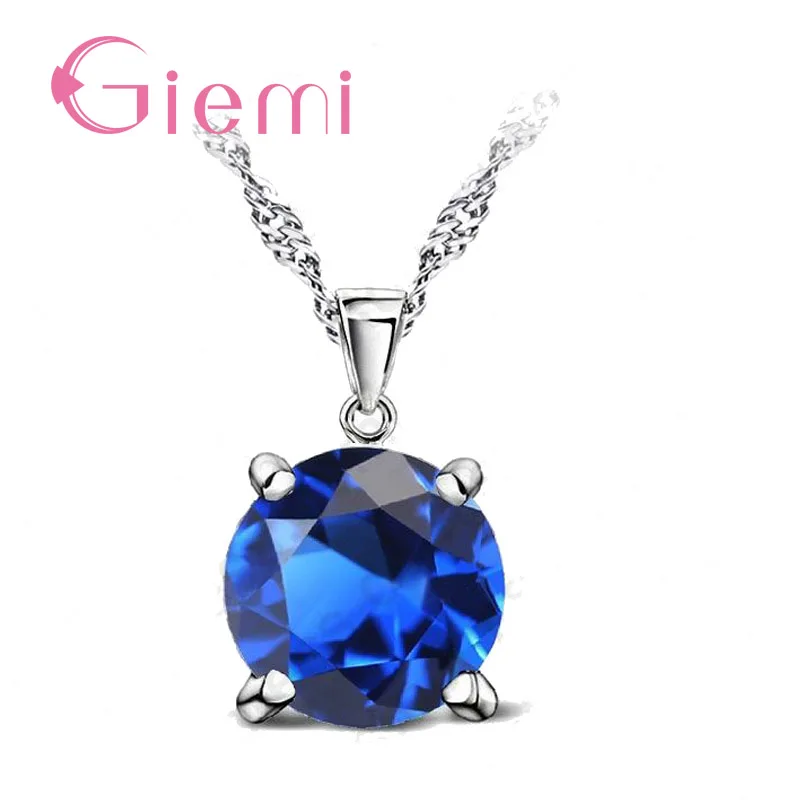 Gorgeous Austria Crystal Stone Pendant Necklace Wedding Jewelry for WomenAuthentic 925 Sterling Silver Chain Female Gifts