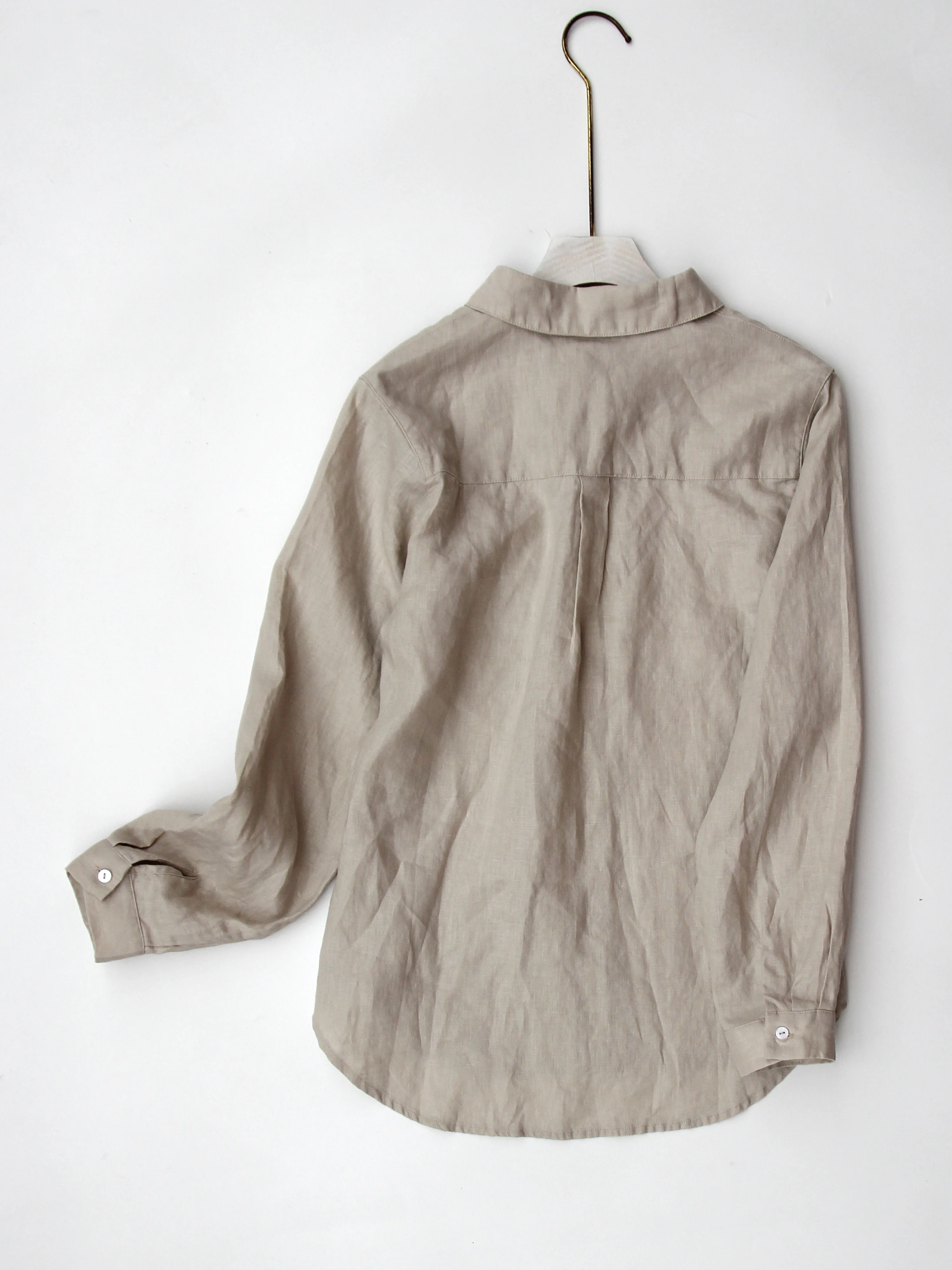 Washed Linen Shirt Women Summer Thin Breathable Loose Lazy Style Commute Sunscreen Cotton Flannel Long Sleeve Casual Shirt