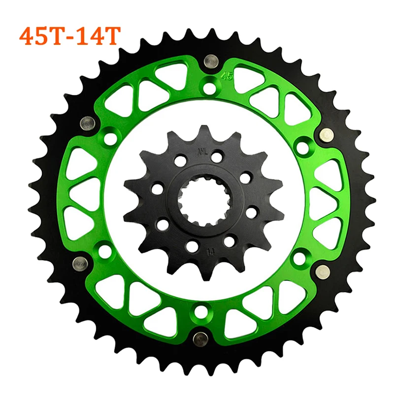 13T 14T Front 45T~52T Rear Teeth Motorcycle Sprocket Wheel Fit For KAWASAKI KLX450R KX450F KLX450 KX450 KLX KX 450 R F