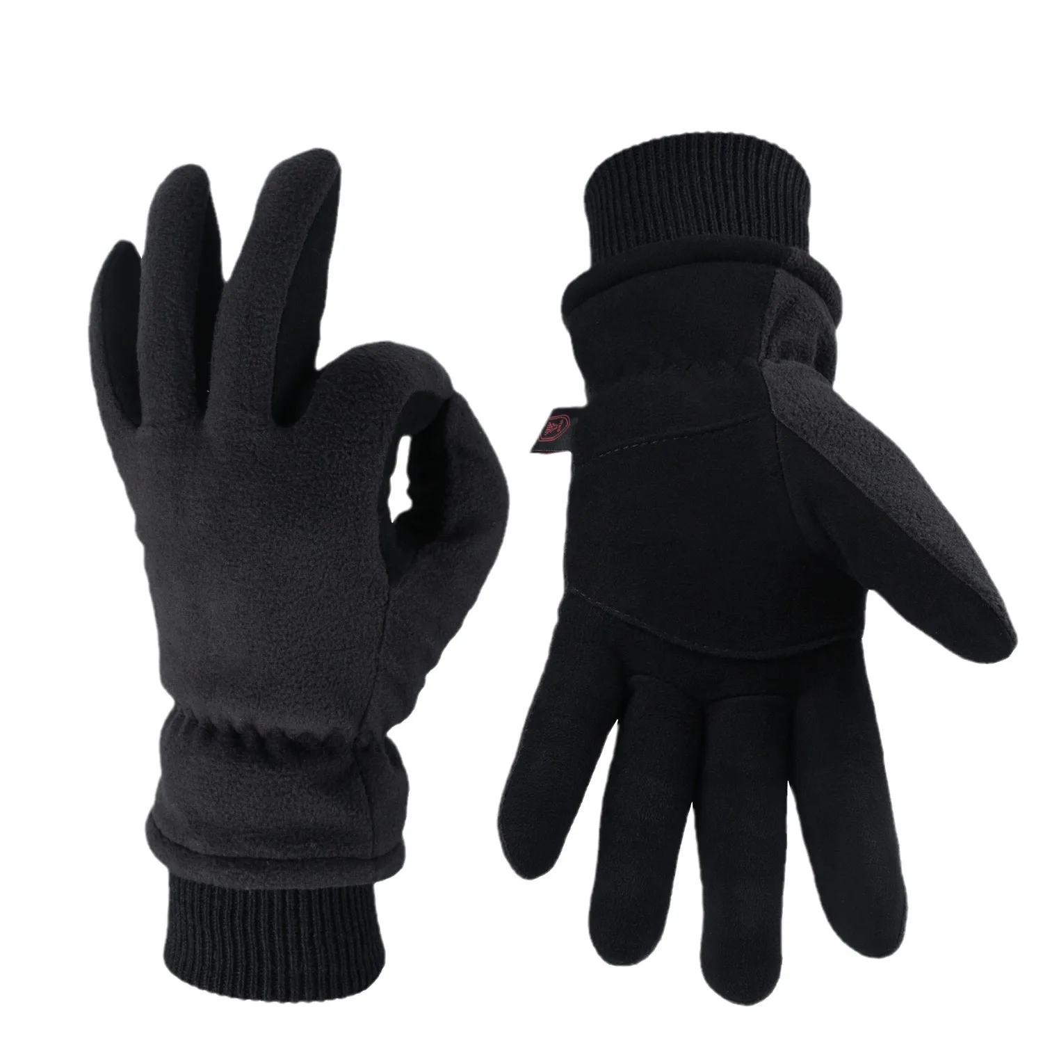 Adult Anti Cold Skiing Riding Gloves Full Finger Velvet Thicken Ski Camping Gloves Outdoor Fleece Running Cycling Sport Gloves