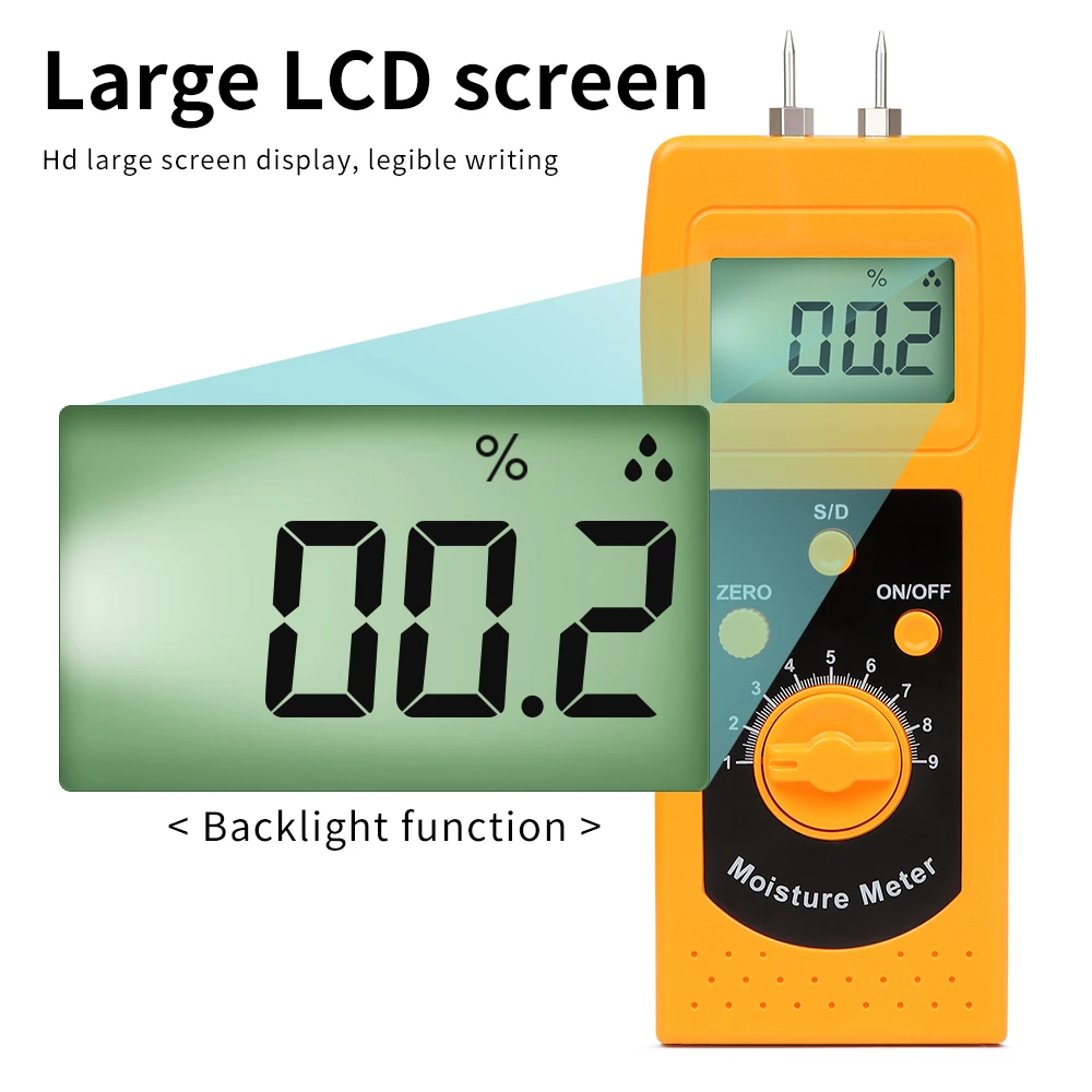 Imagem -04 - Portátil Meat Moisture Meter Analisador de Umidade de Madeira Papelão Concreto Papel Porco Carne Pato Frango Bacon Dm300r