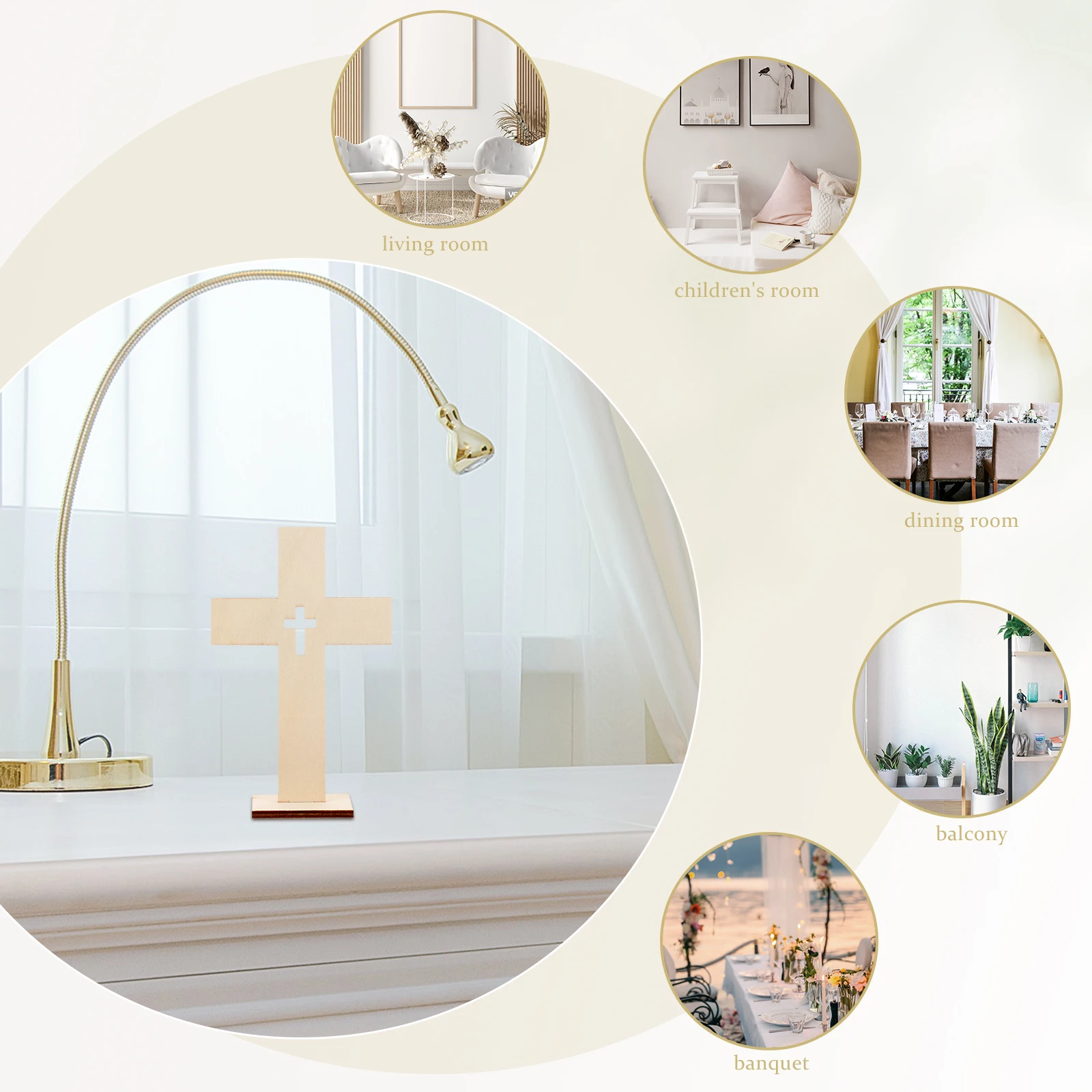 

Wooden Cross Ornaments Natural Wood 3D Carved Cross Decor for Home Bedroom Office Religious Crafts Decoration Figurine Display