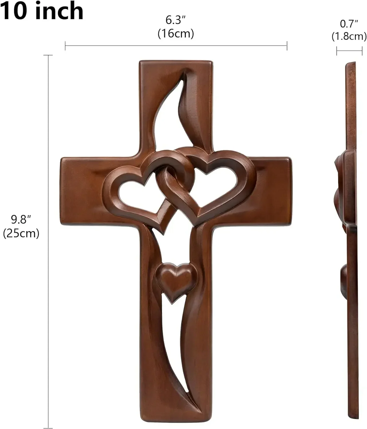 Intertwined Hearts Wooden Cross Handmade Wooden Carved Heart Crafts Wedding Memorial Gift Ideas Living Room Hanging Decoration