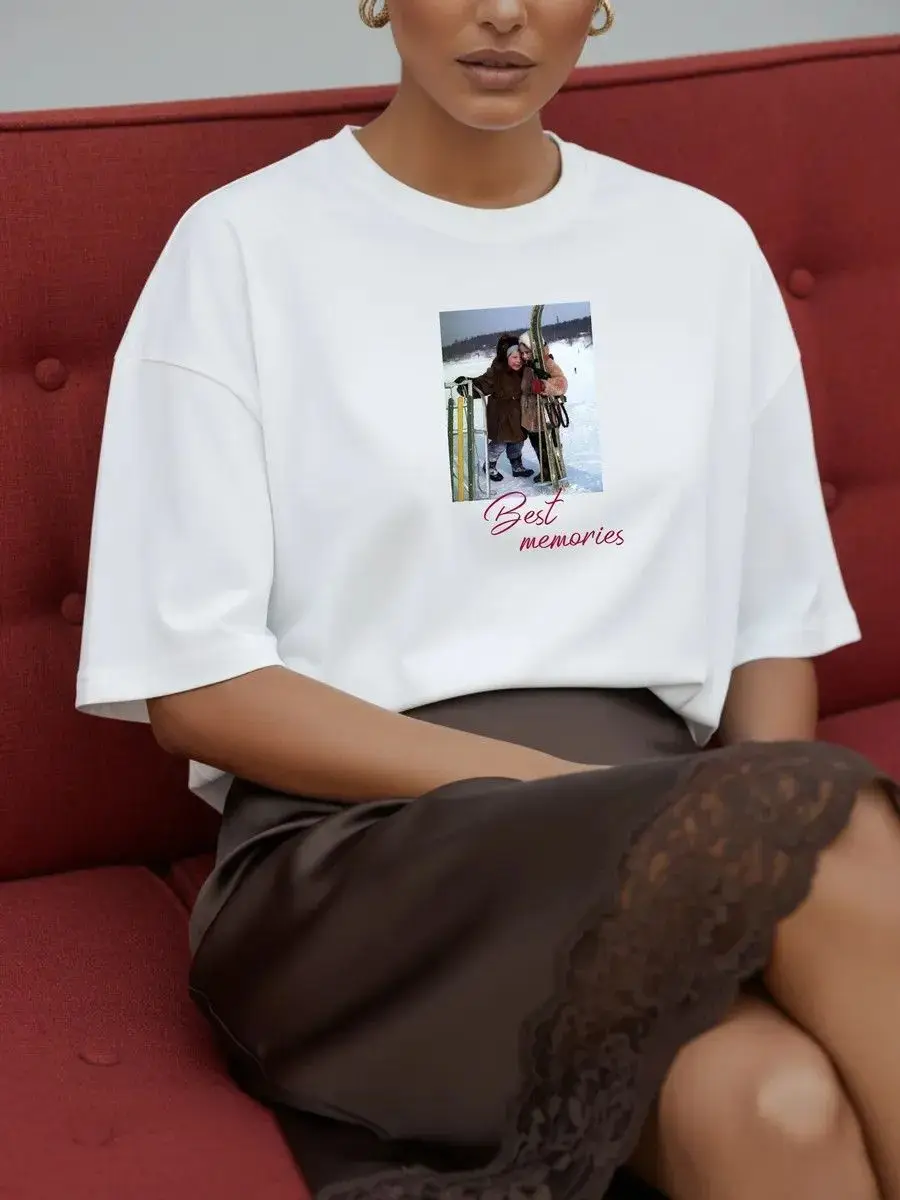 Personalized Best Memories Photo T-Shirt | Custom Picture Print Gift for Loved Ones Sweet Lady Couple Russian Fashion Streetwear