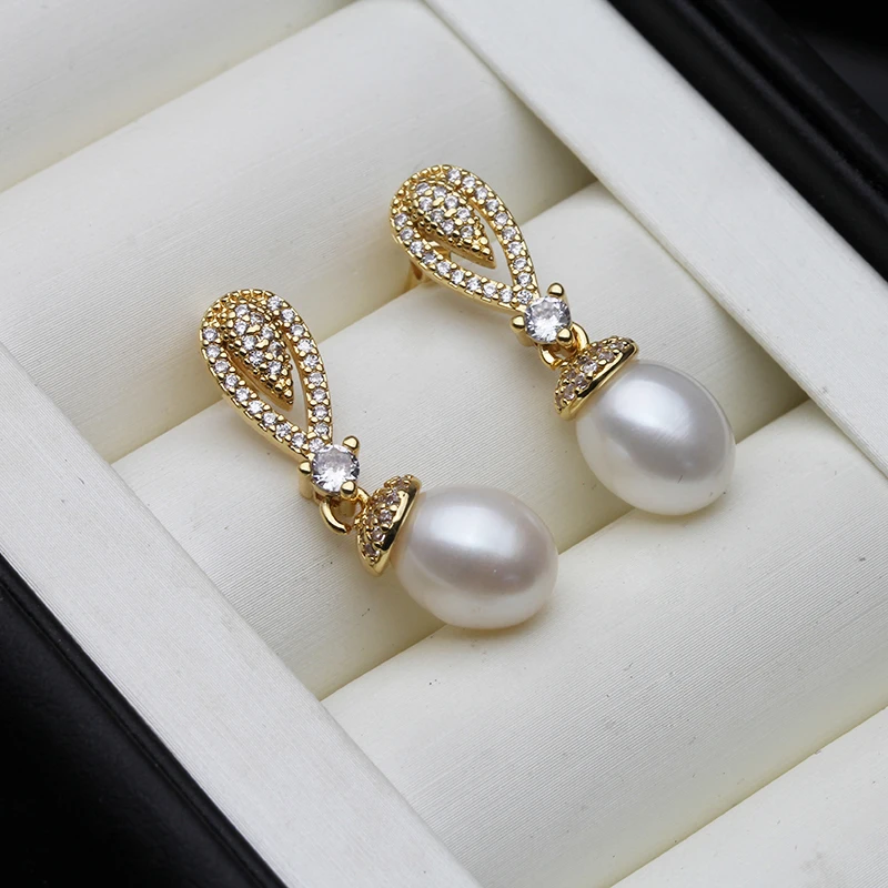 Freshwater Pearl Drop Earrings For Women,Gold Plated Natural Pearl Earring Wedding Gift Pendientes Brincos Perolas