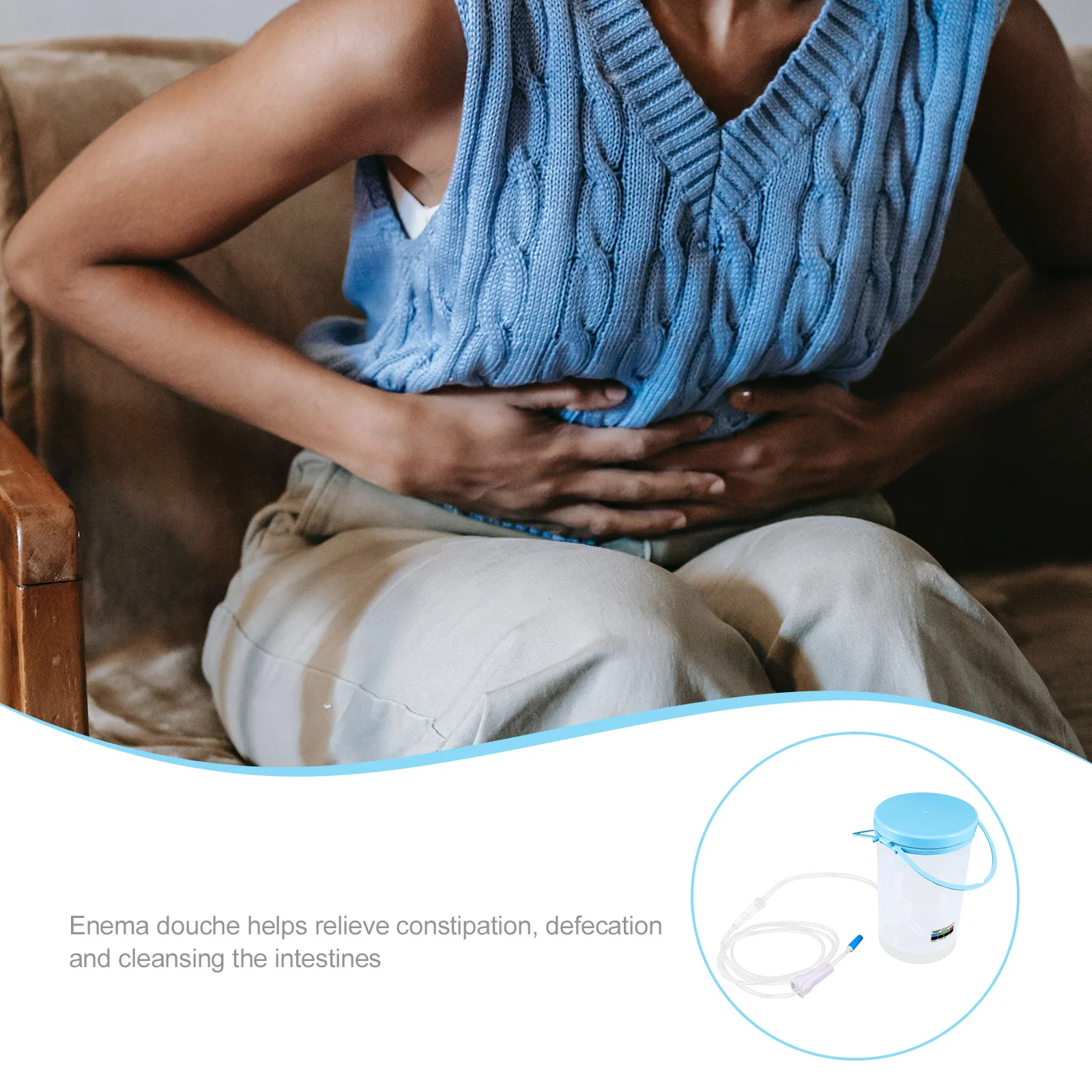 

1Set Reusable Double Ring Enema Bucket Compact Portable Cleansing System for Home Household Convenient Enema Cleaning Kit