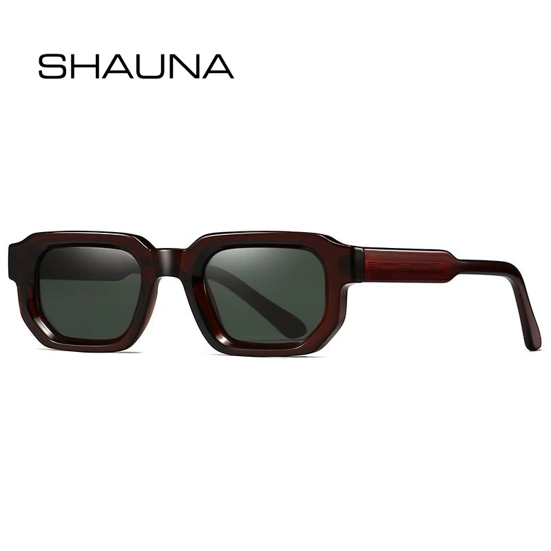 

SHAUNA Retro Rectangle Women Luxury Sunglasses Fashion Dark Green Shades UV400 Trending Men Punk Sun Glasses