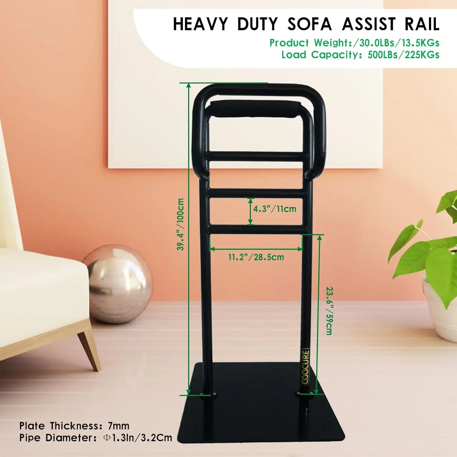 Bed Rails for Elderly Adults, Sofa & Chair Assist Rail, Heavy Duty Bed Assist Rail with Non-Slip Covers. Suitable for Seniors, P