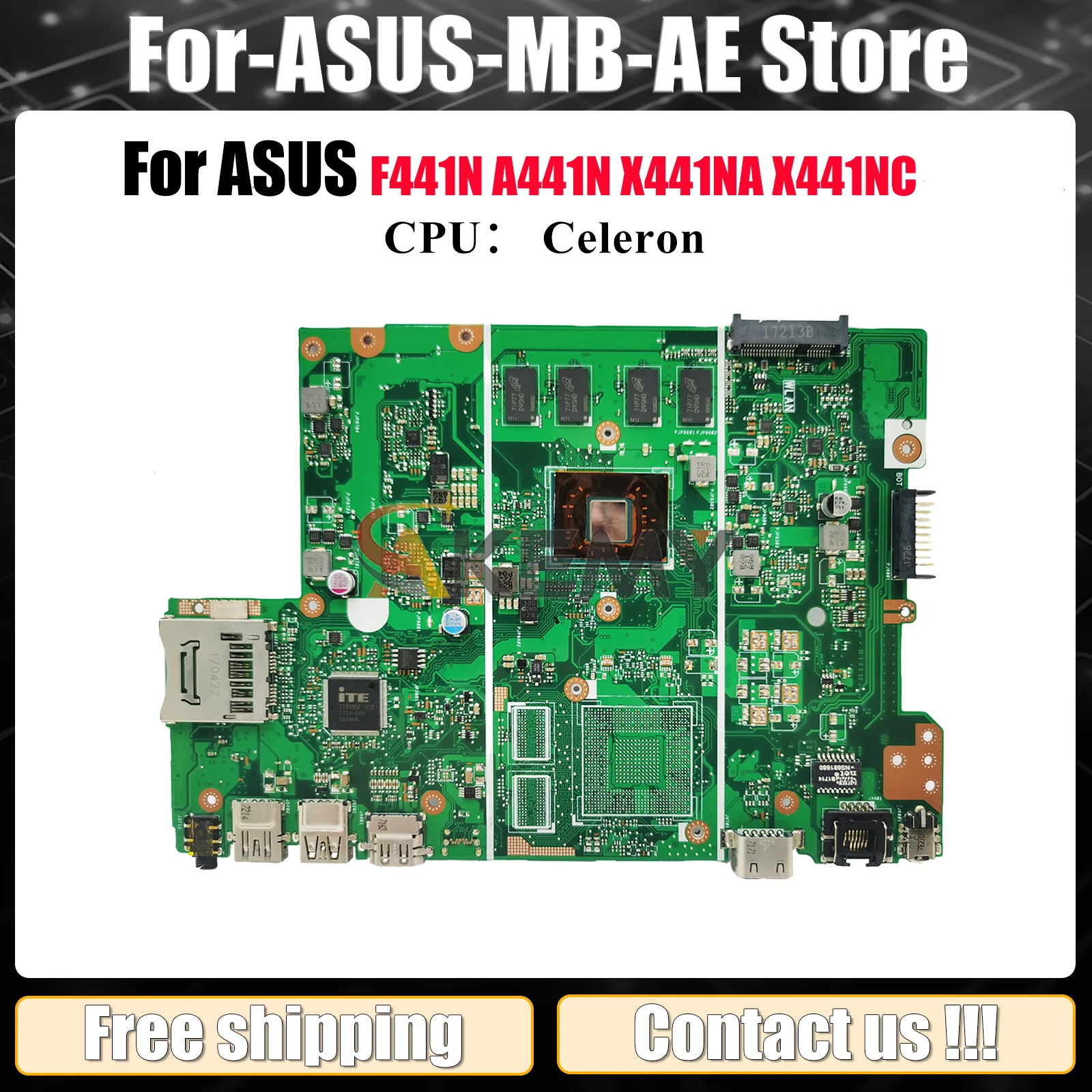 

X441NA Материнская плата для ноутбука ASUS VivoBook A441N F441N X441NA X441NC X441N Материнская плата с процессором Celeron 100% тестирование ОК быстрая доставка