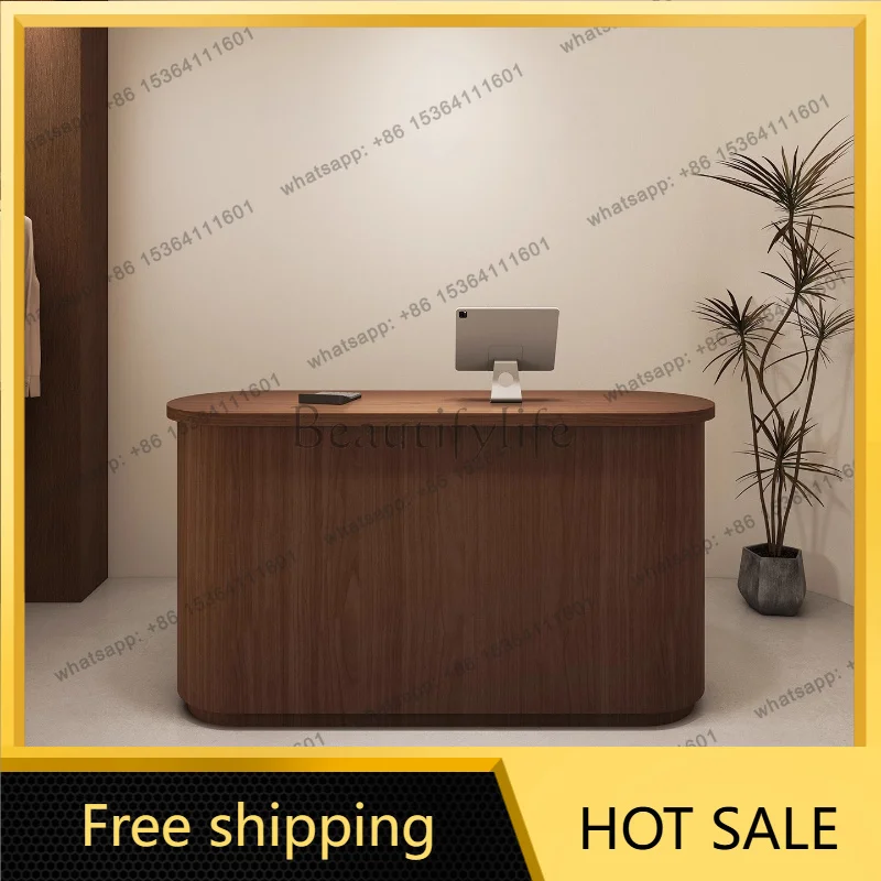 XX.Industrial Curved Reception Desks Wood Restaurant Minimalist Bar Company Reception Desks Shop Salon Mostrador Trendy Furnitur
