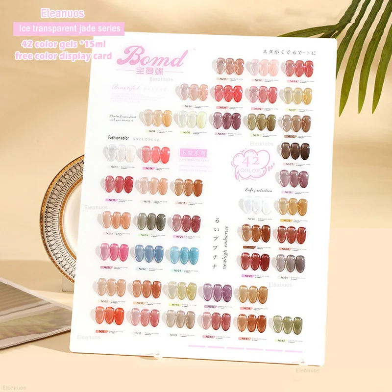 

Eleanuos 42 Colors Gel Water Clear Nails Ice Clear Jelly Collection Popular Color Gel Soak UV LED Long Lasting Nail Polish Set