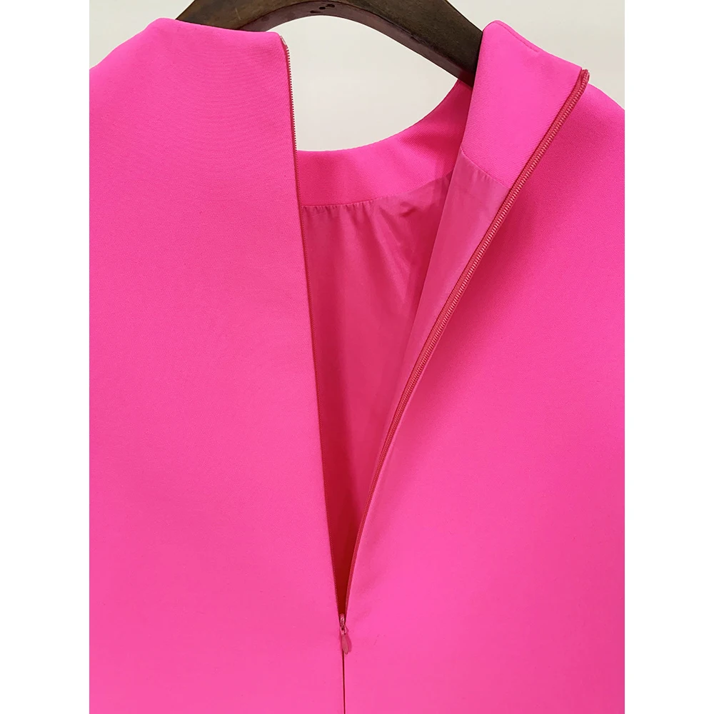 Imagem -06 - Vestido de Manga Curta com Zíper Traseiro Feminino Rosa Vermelha Solto Reto Florais 3d Alta Qualidade Verão