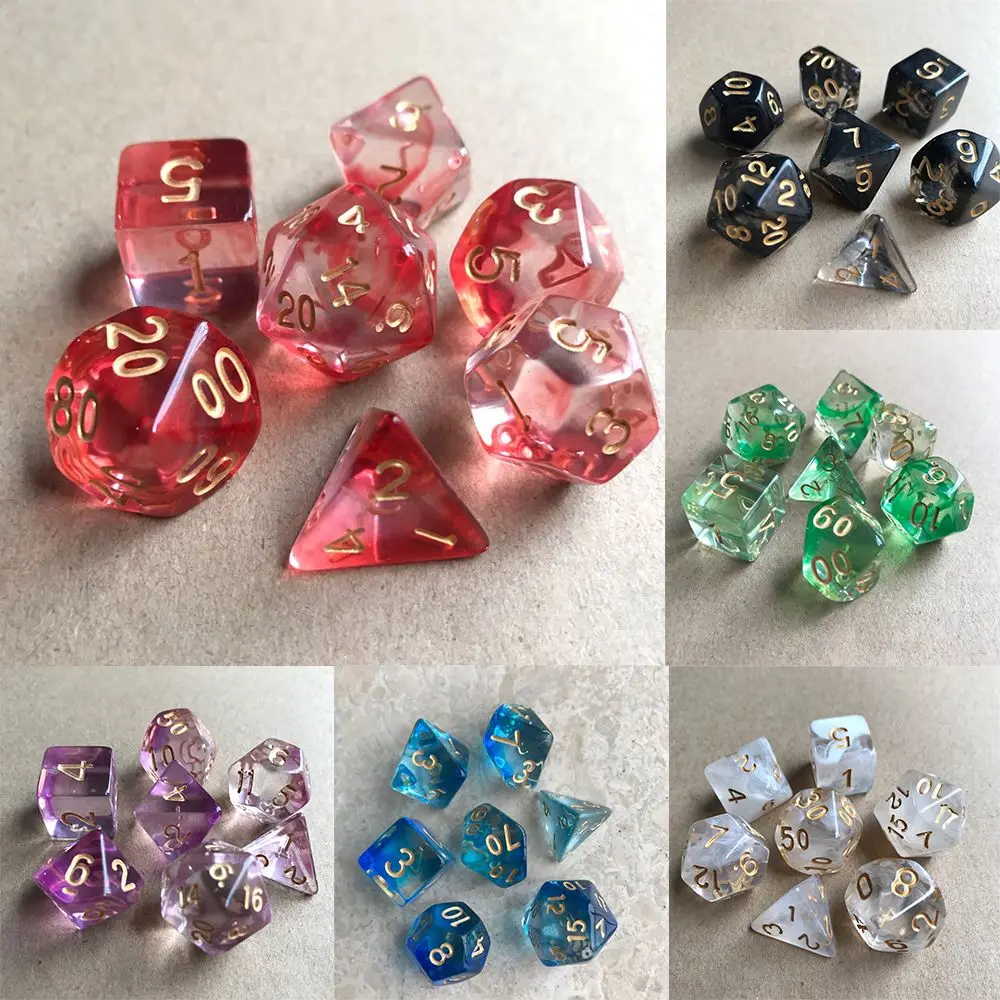 Multi-Sided Clear Dice Set Polyhedral Game Dice For TRPG DND Accessories Polyhedral Dice  Board Card Game Entertainment Toys