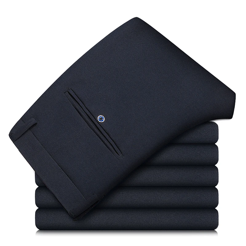 Casual Men's Bamboo Fiber Business Suit Pants Classic Style Cotton Elastic Straight Formal Trousers Male Stretch Brand Clothes