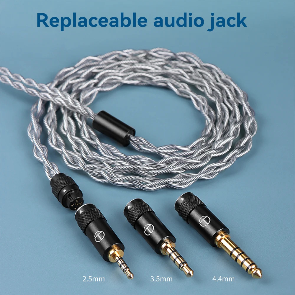 TRN-Cabo Conector de Áudio Jack Substituível, Cobre-Prata, Cabo Intercambiável Misto, 4.4mm, 3.5mm, Mic, Sea Series, Atualização