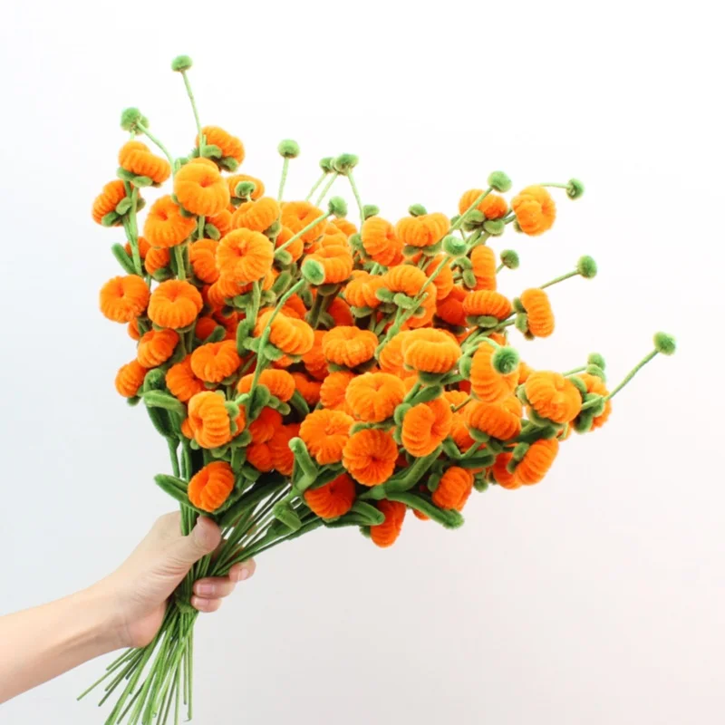 

PIPE Gold Persimmon Flower Bouquet Girlfriend Wife Mom Finish Handmade Christmas‘ Day Gifts for Guests DIY Craft Home Direc