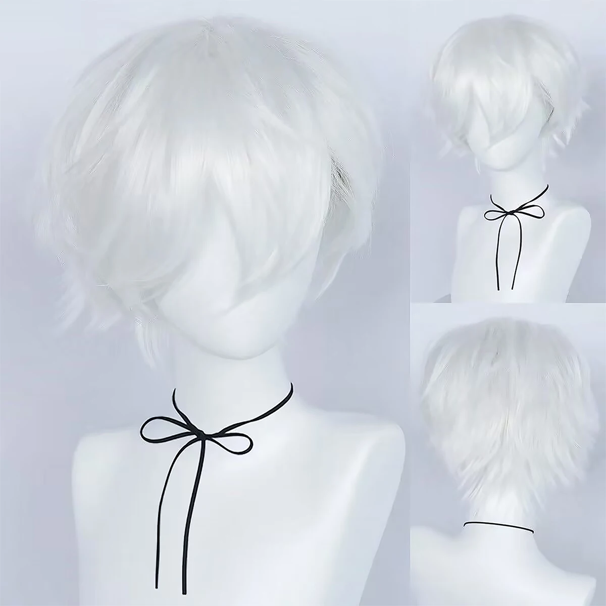 

Synthetic Short White Straight Cosplay Wig for Men for Cosplay, Party Carnival, Halloween, Christmas, Holidays Party Anime Wig