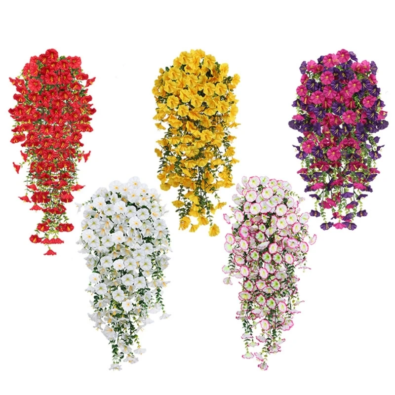 

6Pcs Artificial Hanging Flower Plant for Garden Yard Patio Wedding Artificial Hanging Plant for Outdoor and Indoor 15UB