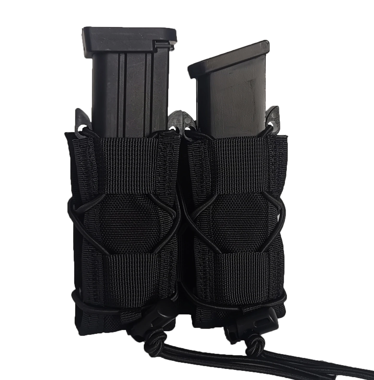 Tactical 9mm Pistol Double/Triple Stack Magazine Pouch Molle Mag Holster Hunting Flashlight Torch Holder EDC