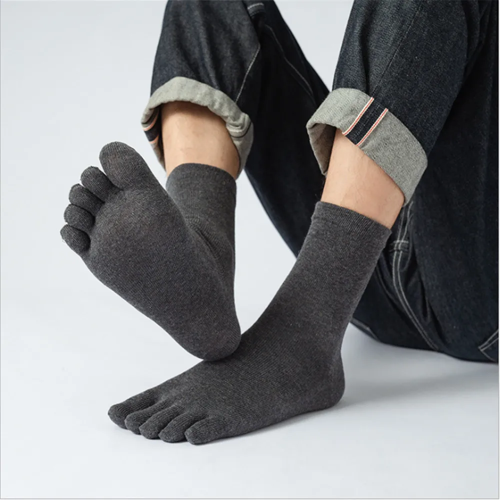 

Men's Toe Socks Solid Color Retro Wholesale Harajuku Japanese Verstaile Socks Comfortable Breathable High Quality Cotton Socks