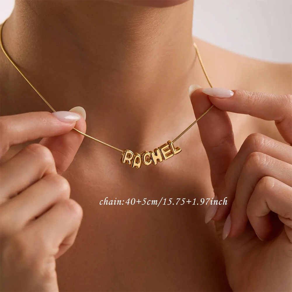 Custom Balloon Initial Name Necklace For Women Personalized Alphabet Stainless Steel Mama Jewelry Dainty Christmas Best Gift view 3