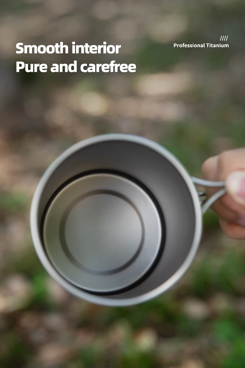 Tiartisan Titan-Campingtopf 900ML Großvolumiger Wasser- und Kaffeebecher mit Deckel Outdoor-Küchen-Kochgeschirr – Detail 8