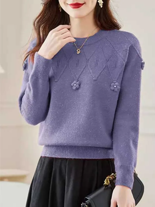 

Fashionable Short Knitted Sweater round Neck Ladies Inner Wear Bottoming Shirt Autumn Winter New Arrival Soft Polyester Fiber