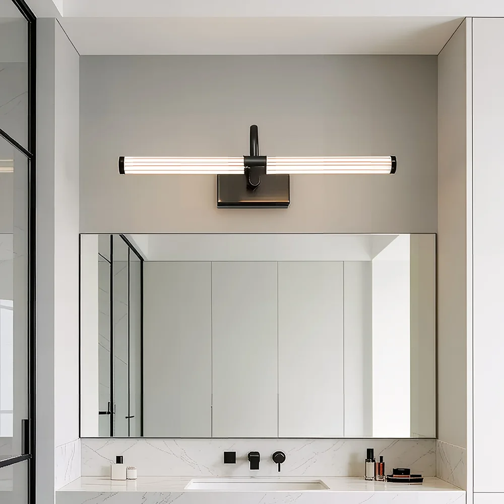 

Modern Brass Acrylic LED Wall Sconce Bathroom Vanity Mirror Light Adjustable Angle Makeup Lamp