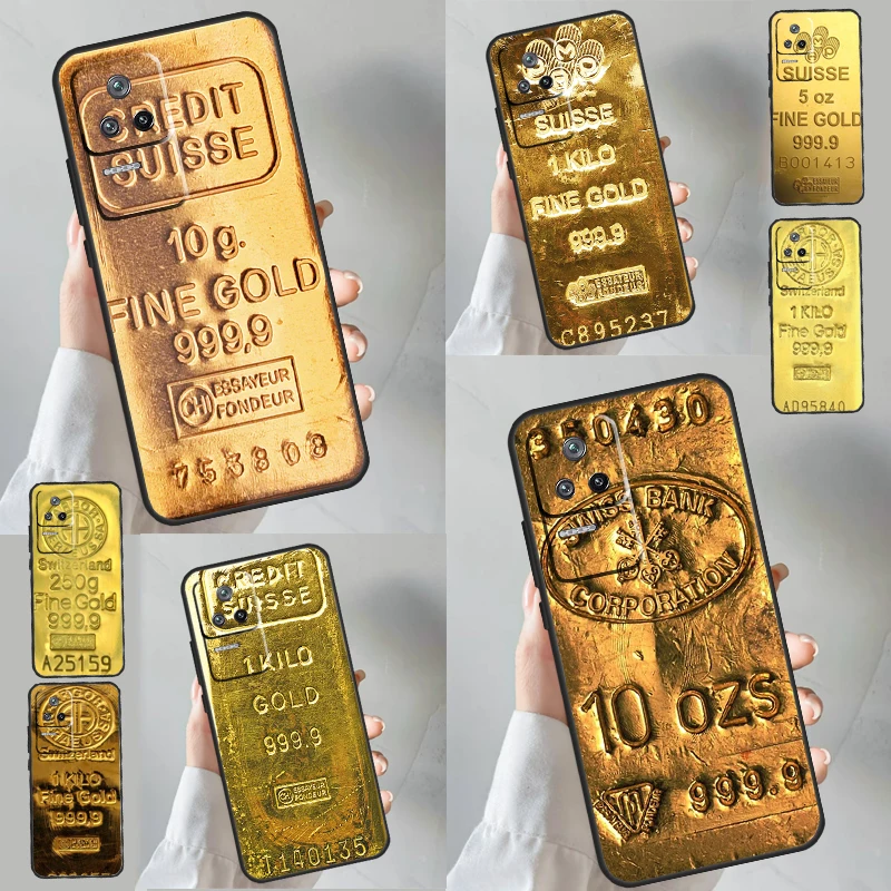 Switzerland Fine Gold Case For Xiaomi 13 14 Ultra 12 Lite 11T 12T 13T Pro POCO M6 Pro X6 X5 X3 F3 F5 M5s Cover