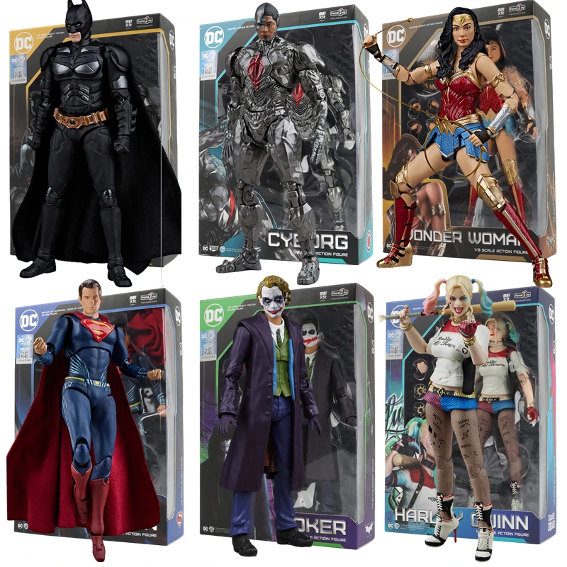 FondJoy DC Original 1/9 20CM Justice League Superman Batman Joker Harley Quinn Wonder Woman Victor Stone Aquaman Action Figures