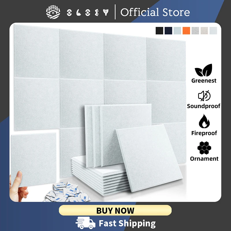 Acoustic Studio Panels White 12 Pcs, Noise Insulation Absorcion Material, For Walls Room Sound Absorbing Panels Door Seal Strip