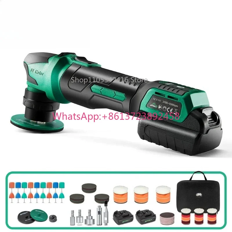 Cordless Car Polisher Wireless 3mm/12mm Random Orbital Polishing Machine with 2pcs 2.0Ah Lithium Batteries